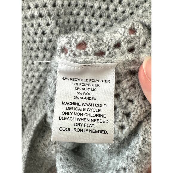 ANTHROPOLOGIE | Broadway 38 Gray Ruffle Shoulder Textured Knit Sweater | Large - Picture 6 of 6